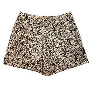 J.Crew Womens Leopard Print 100% Cotton Shorts Size 8 Beige & Black Animal